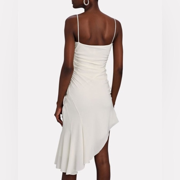 MACH & MACH Crystal Bow Embellished Draped Ivory Mini Dress 10 - Picture 3 of 15